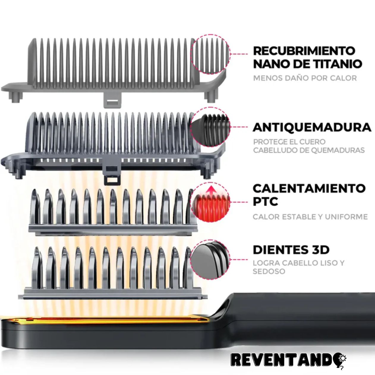 GlowUpPro™ - Cepillo Alisador Plancha Antiquemaduras